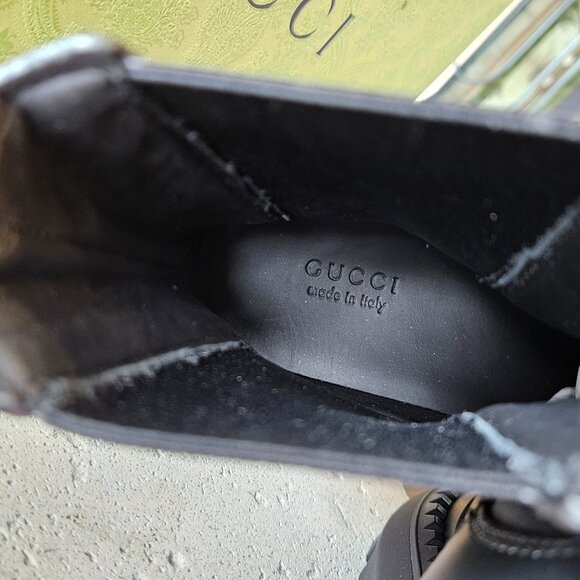 Gucci Chelsea Boot 762020 AAMC3 - 1000 Black Leather Size 37+ New Womens Shoes - Picture 6 of 7